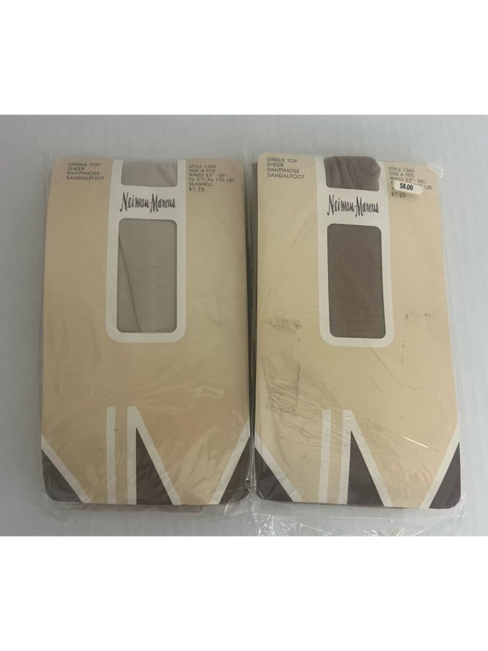 Neiman Marcus Girdle Top Sheer Pantyhose Size A Seashell & Parchment 2pks NEW